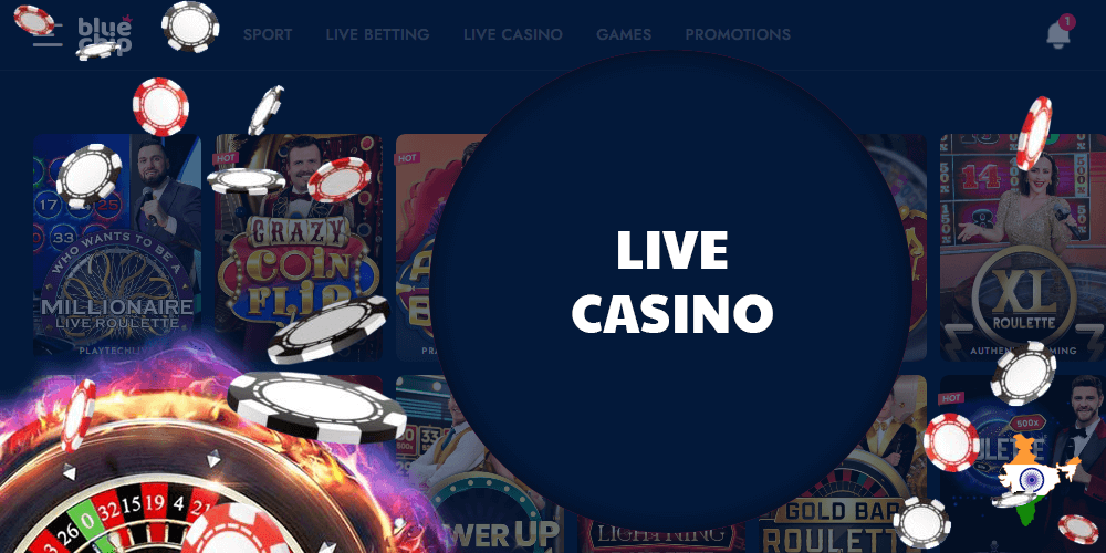 If you crave games not just with a random number generator, but also with a real person, then Bluechip have created a section of games with live dealers just for you